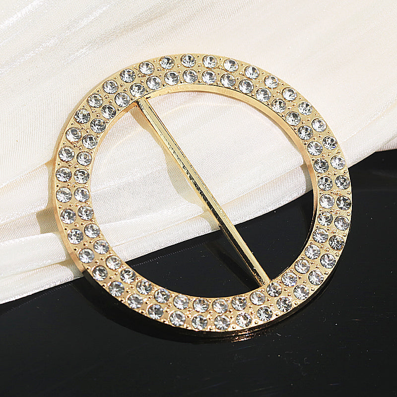 20 Pc Diamond Circle Chair Sash Band Buckle Pin 2.5" Gold
