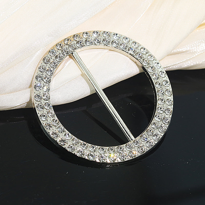 20 Pc Round Diamond Rhinestone Sash Buckle Silver