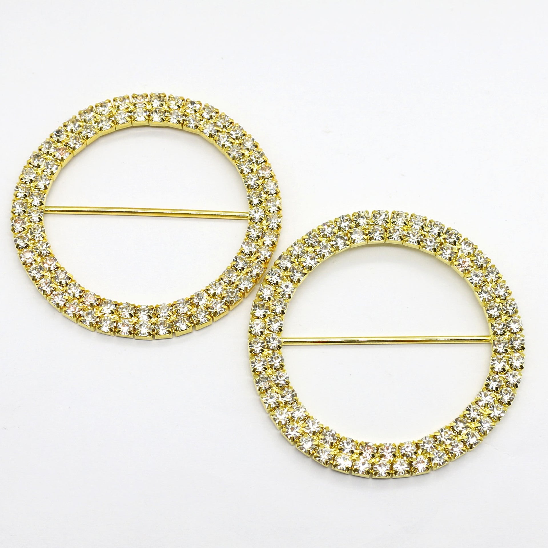 20 Pc Diamond Circle Chair Sash Band Buckle Pin 2.5" Gold