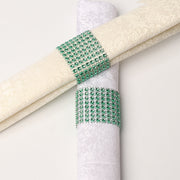 10 Pc/Pk Rhinestone Sash Clip Napkin Ring Green