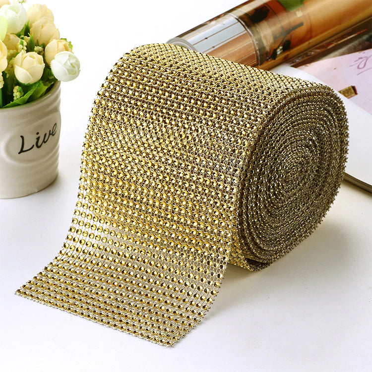 10 Yards 30ft 5" Gold Crafts Faux Diamond Bling Wrap