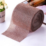 Diamond Rhinestone Ribbon Wrap Roll 5"x10 Yards Shiny Champagne