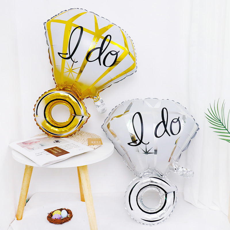 Silver I Do Diamond Ring Mylar Foil Helium Air Balloon 25"