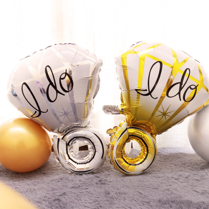Silver I Do Diamond Ring Mylar Foil Helium Air Balloon 25"