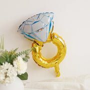 Small Gold Diamond Ring Mylar Foil Helium Air Balloon 17"