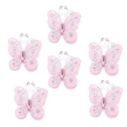 2" Diamond Organza Butterfly Decorations 12 Pc Pink