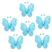 2" Diamond Organza Butterfly Decorations 12 Pc Blue