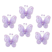 2" Diamond Organza Butterfly Decorations 12 Pc Purple