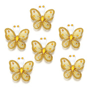 2" Diamond Organza Butterfly Decorations 12 Pc Gold