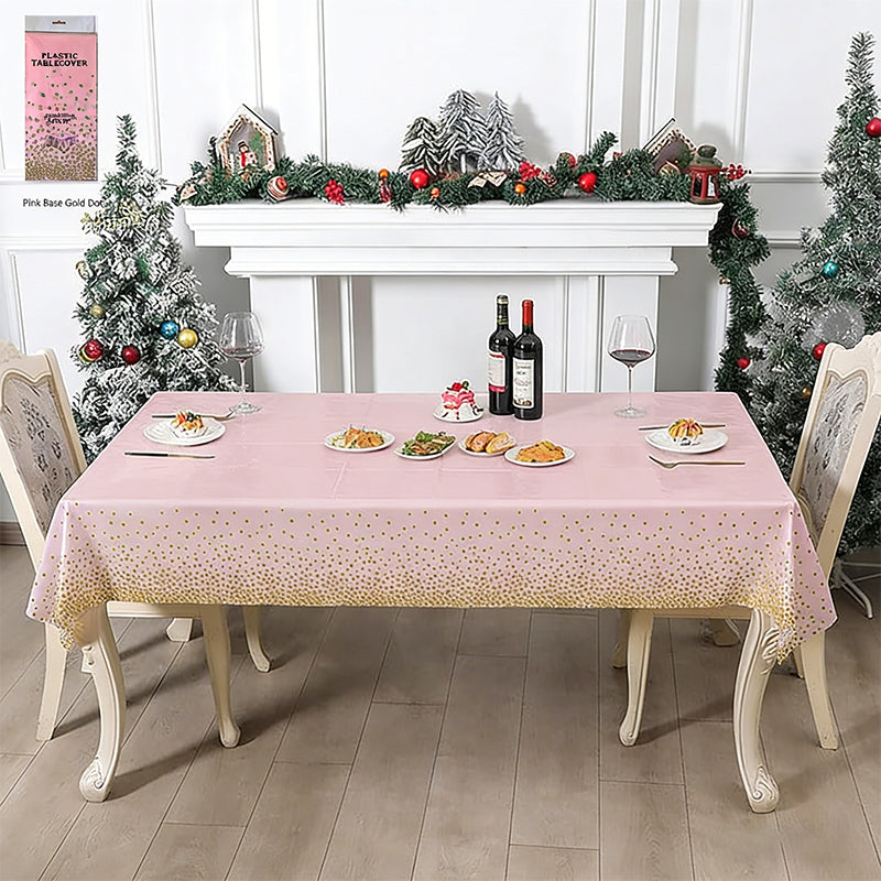 Polka Dot Print Disposable Tablecloth Plastic Rectangular Table Cover for Birthday, Christmas, Halloween Party Decorations 1 Pack