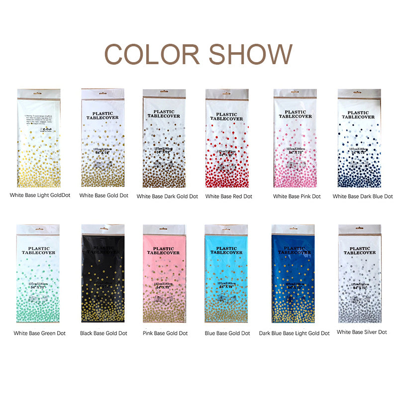 Polka Dot Print Disposable Tablecloth Plastic Rectangular Table Cover for Birthday, Christmas, Halloween Party Decorations 1 Pack