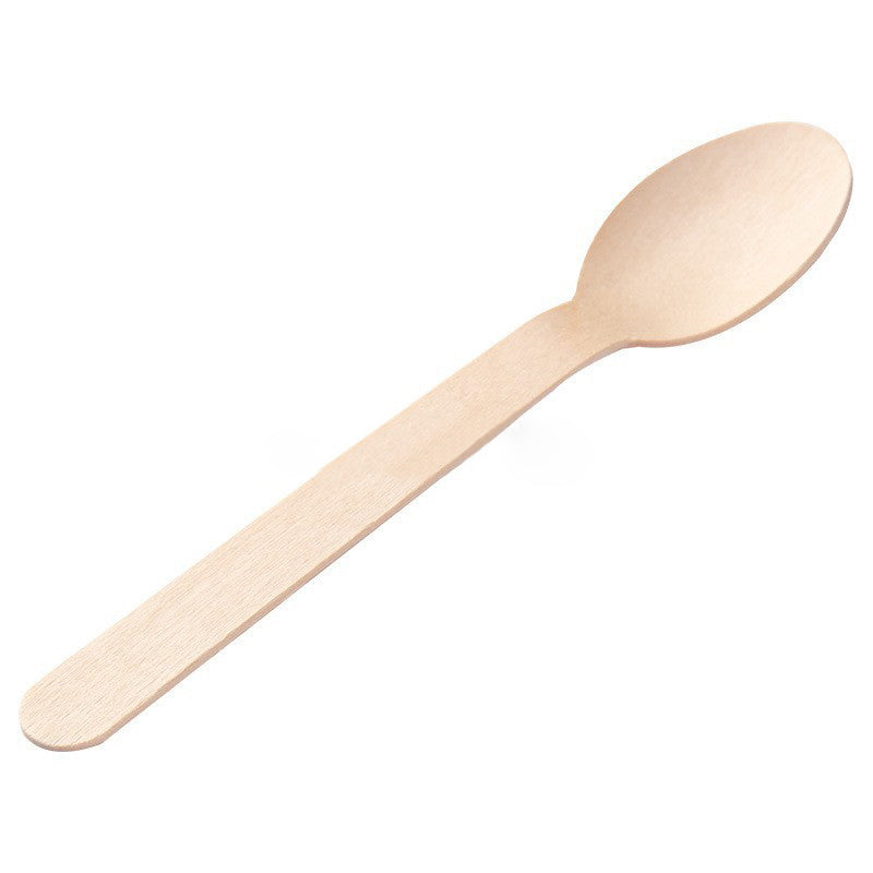 100 Pc Birchwood Spoons 6" Natural Disposable Wooden Cutlery