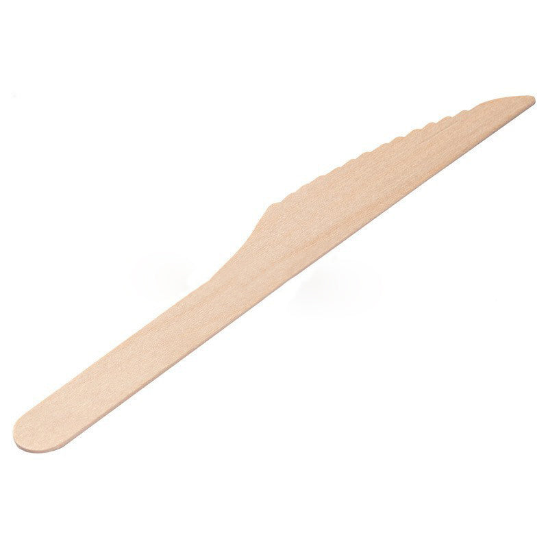 100 Pc Birchwood Knives 7" Natural Disposable Wooden Cutlery