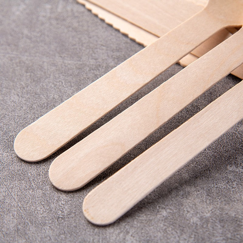 100 Pc Birchwood Knives 7" Natural Disposable Wooden Cutlery