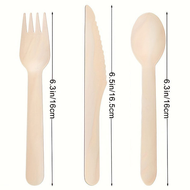 100 Pc Birchwood Spoons 6" Natural Disposable Wooden Cutlery