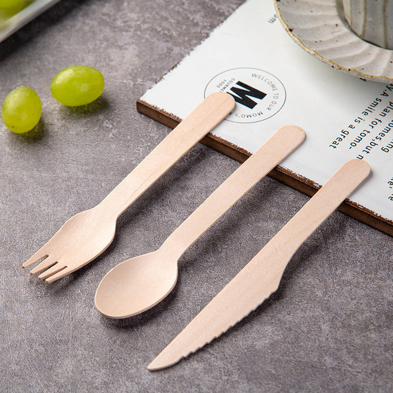 100 Pc Birchwood Spoons 6" Natural Disposable Wooden Cutlery