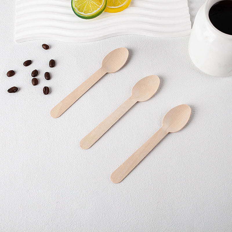 100 Pc Birchwood Spoons 6" Natural Disposable Wooden Cutlery