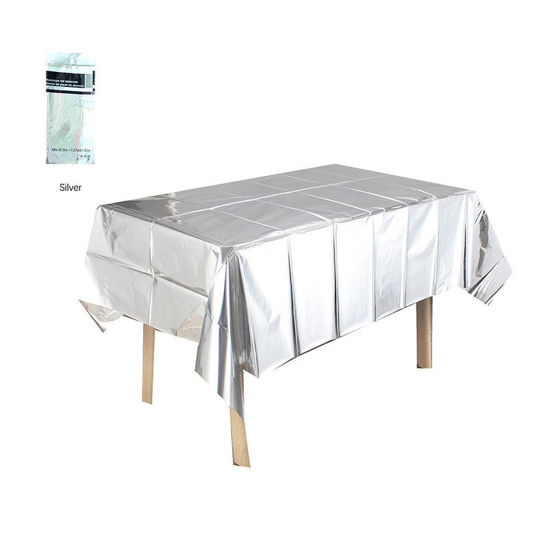 Foil Party Rectangular Tablecloth, 54 x 108 Inches, Shiny Waterproof Plastic Tablecloth, Suitable For Weddings, Anniversaries, Engagements, And Other Occasions.