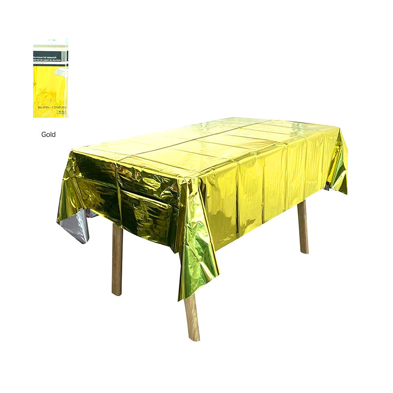 Foil Party Rectangular Tablecloth, 54 x 108 Inches, Shiny Waterproof Plastic Tablecloth, Suitable For Weddings, Anniversaries, Engagements, And Other Occasions.