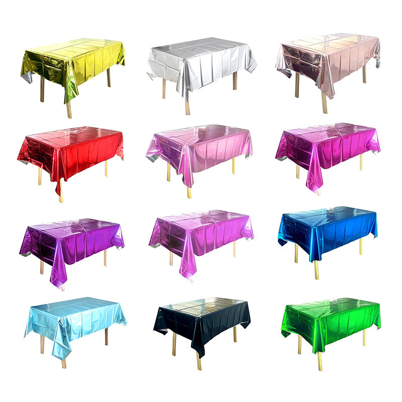 Foil Party Rectangular Tablecloth, 54 x 108 Inches, Shiny Waterproof Plastic Tablecloth, Suitable For Weddings, Anniversaries, Engagements, And Other Occasions.