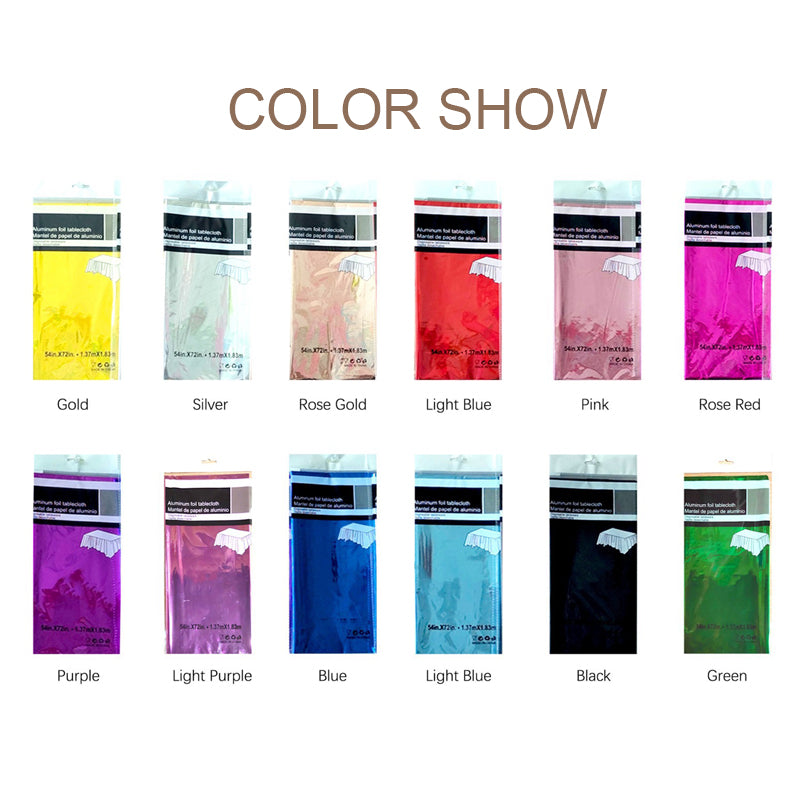 Foil Party Rectangular Tablecloth, 54 x 108 Inches, Shiny Waterproof Plastic Tablecloth, Suitable For Weddings, Anniversaries, Engagements, And Other Occasions.