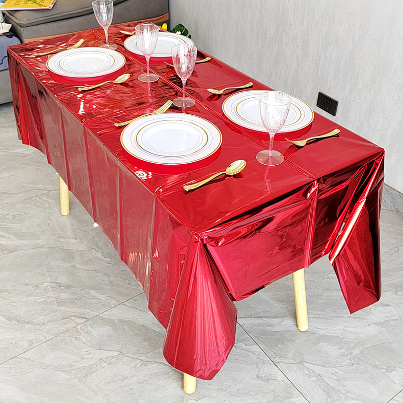 Foil Party Rectangular Tablecloth, 54 x 108 Inches, Shiny Waterproof Plastic Tablecloth, Suitable For Weddings, Anniversaries, Engagements, And Other Occasions.