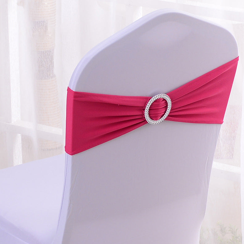 6"x14" Buckle Spandex Stretch Chair Band 5Pc Rose Red