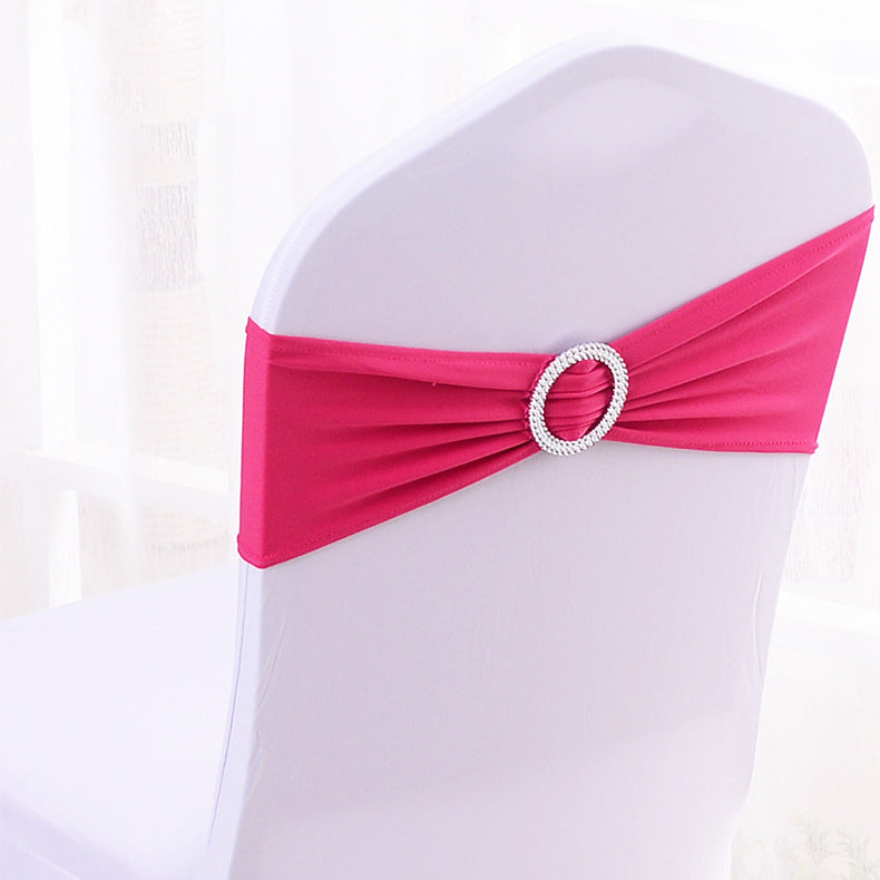 6"x14" Buckle Spandex Stretch Chair Band 5Pc Bright Rose Red