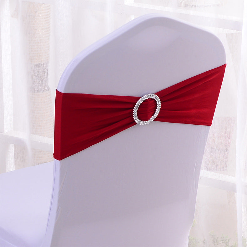 6"x14" Buckle Spandex Stretch Chair Band 5Pc Wine Red