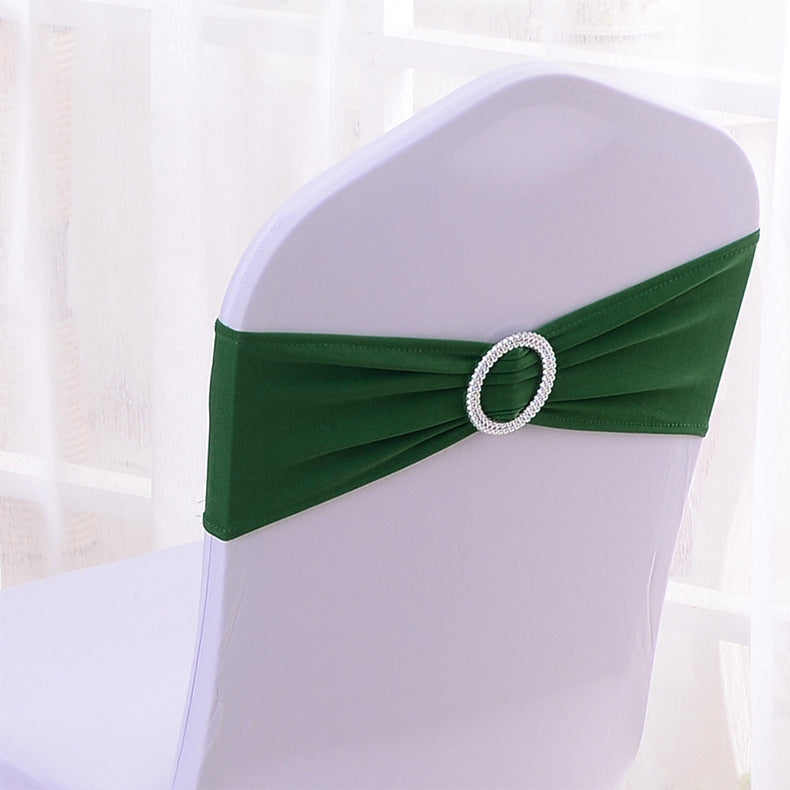 6"x14" Buckle Spandex Stretch Chair Band 5Pc Dark Green