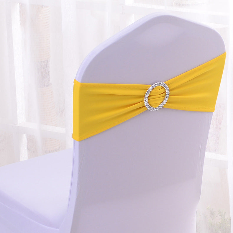 6"x14" Buckle Spandex Stretch Chair Band 5Pc Bright Yellow