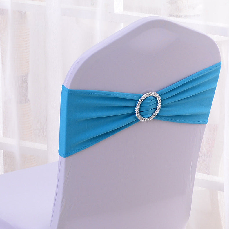 6"x14" Buckle Spandex Stretch Chair Band 5Pc Lake Blue