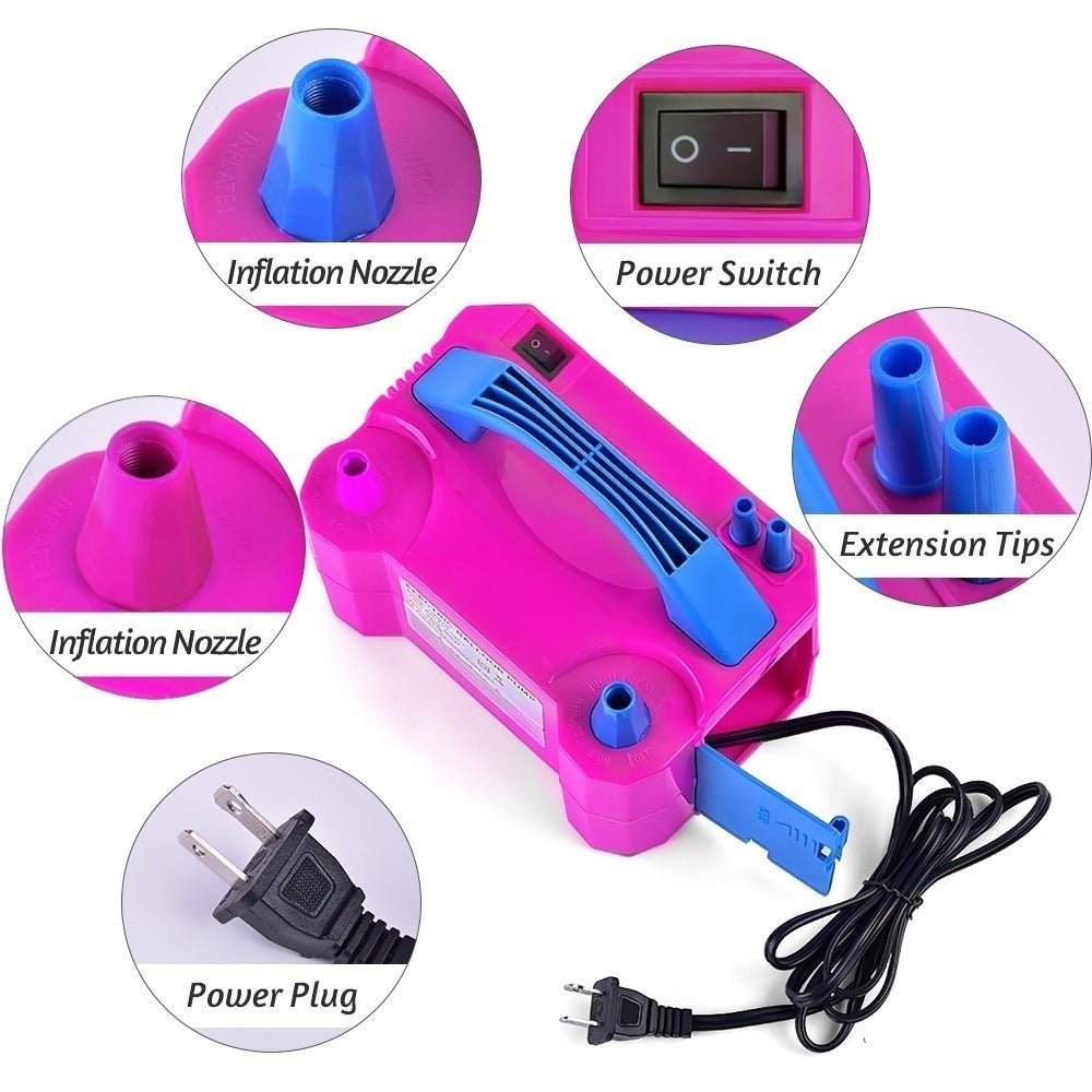 600W Bright Pink Double Nozzle Electric Balloon Pump