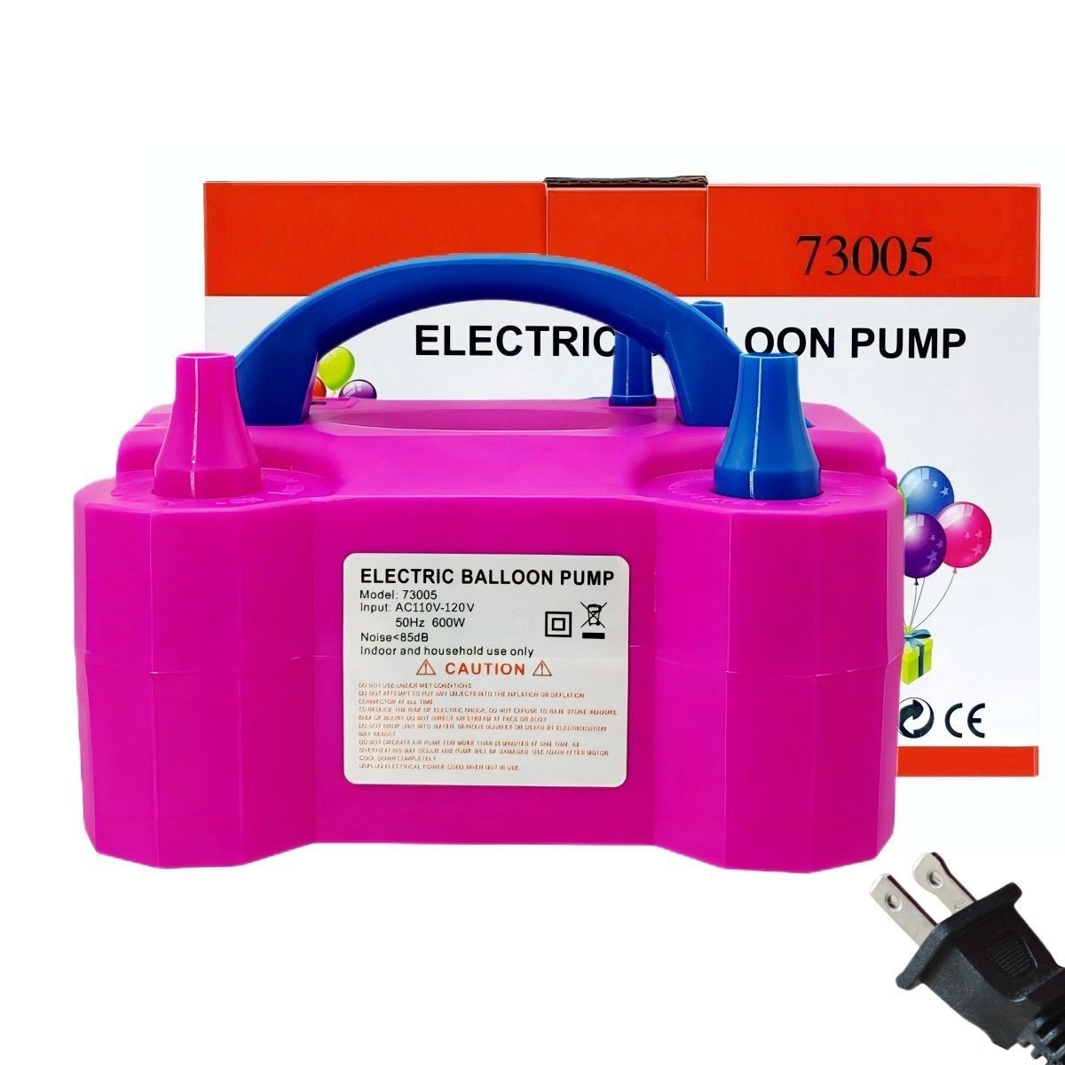 600W Bright Pink Double Nozzle Electric Balloon Pump