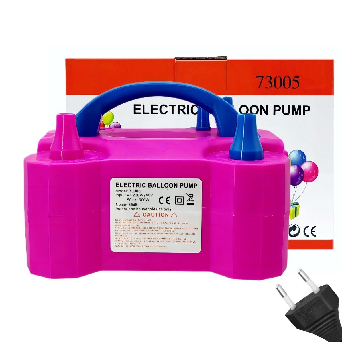600W Bright Pink Double Nozzle Electric Balloon Pump