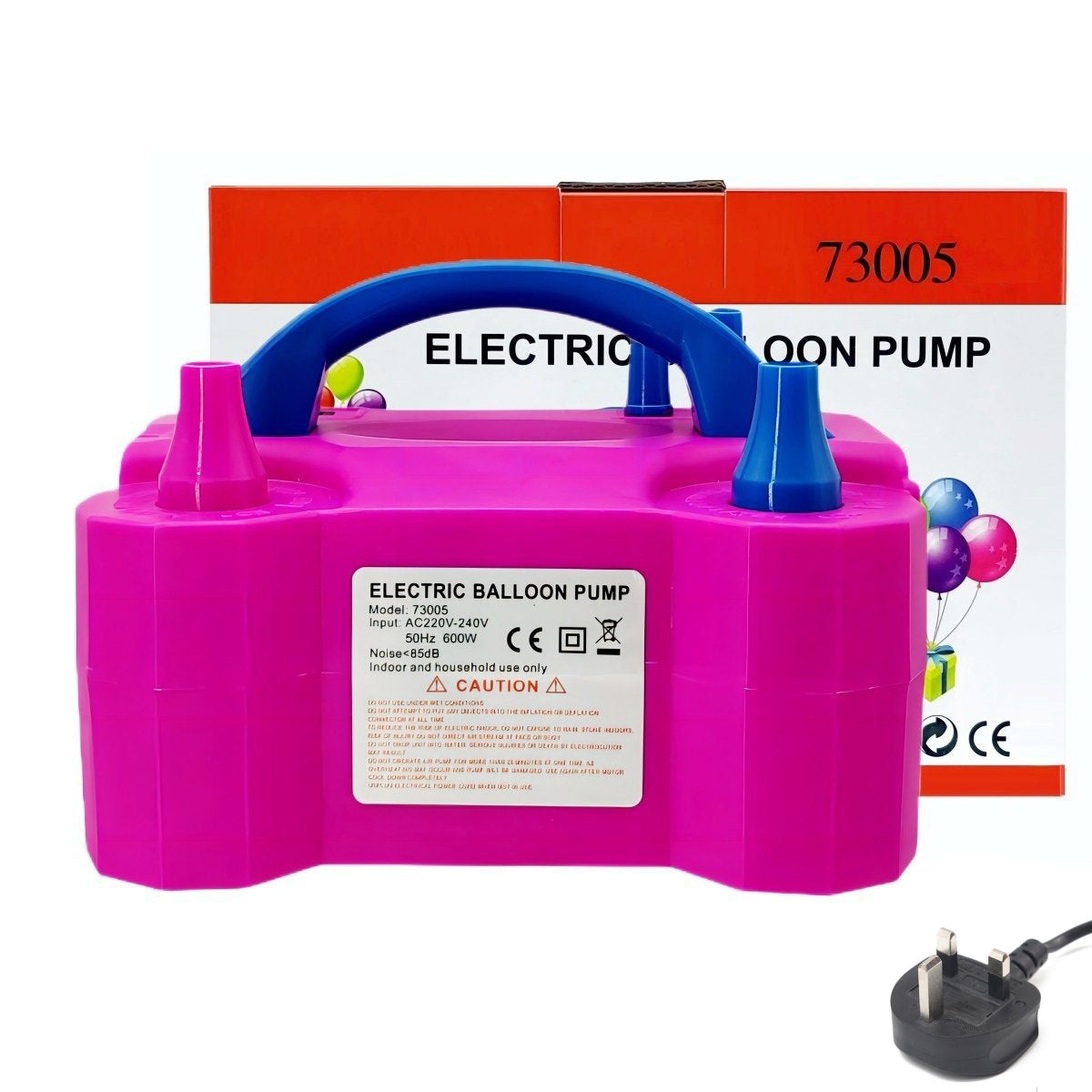 600W Bright Pink Double Nozzle Electric Balloon Pump