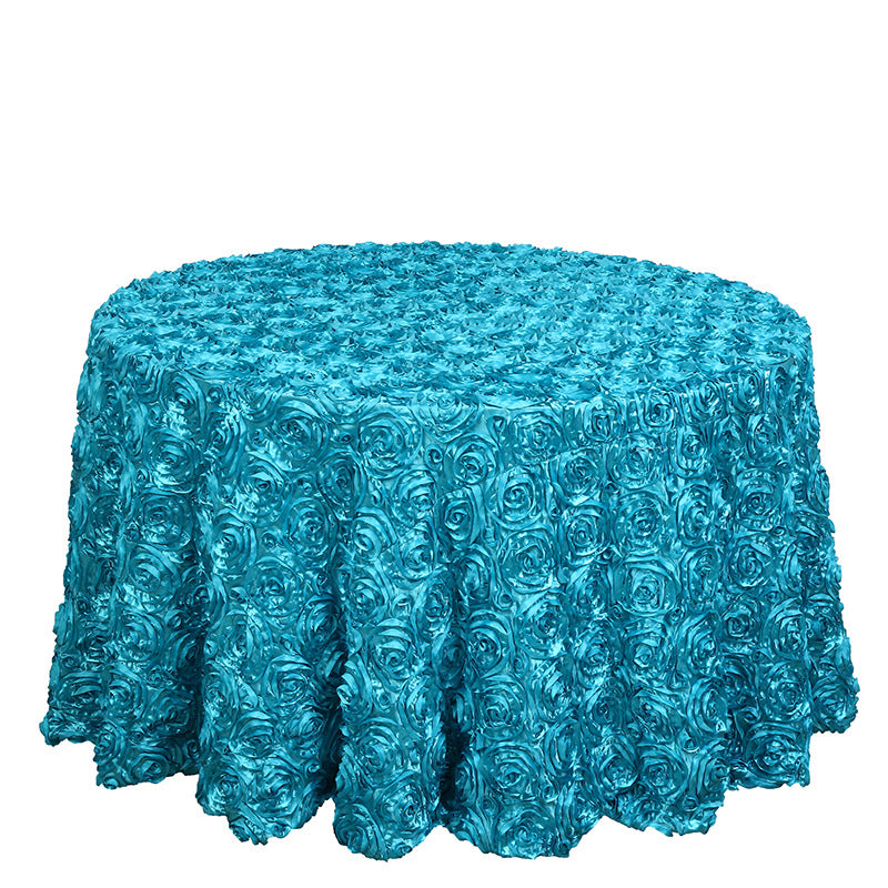 Round tablecloth with rose flowers 120" Emerald