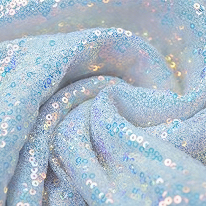 Encrypted Iridescent Sequin Fabric 51" Iridescent Blue