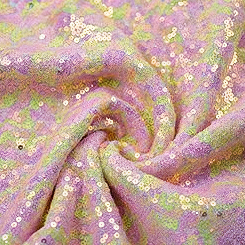 Encrypted Iridescent Sequin Fabric 51" Pink Green