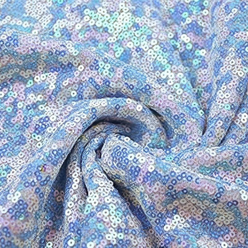 Encrypted Iridescent Sequin Fabric 51" Blue White