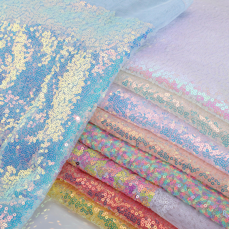 Encrypted Iridescent Sequin Fabric 51" Pink Green