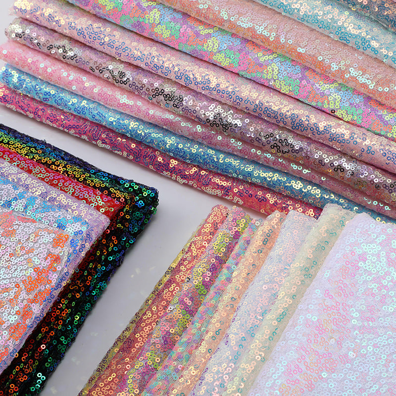 Encrypted Iridescent Sequin Fabric 51" Light Blue