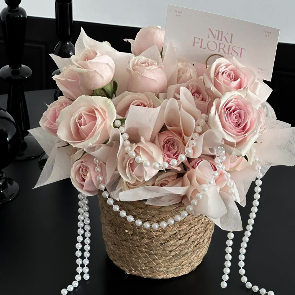 Faux Pearl Beads Vase Fillers 13 Yards Beige