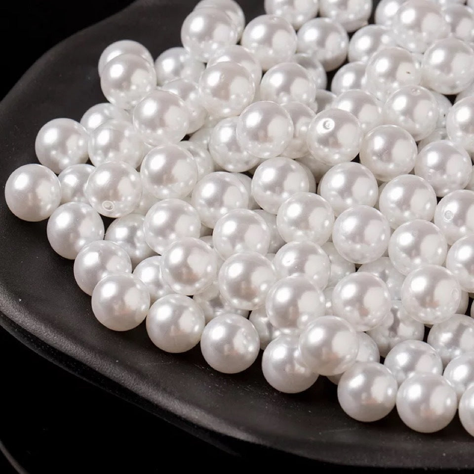 120 Pc Faux Pearl Craft Beads 20mm White with Holes