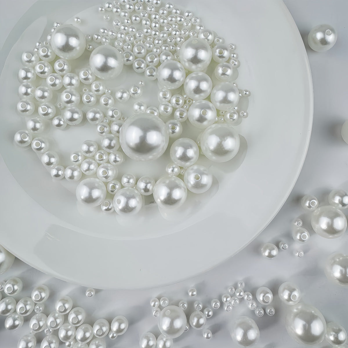 120 Pc Faux Pearl Craft Beads 20mm White with Holes