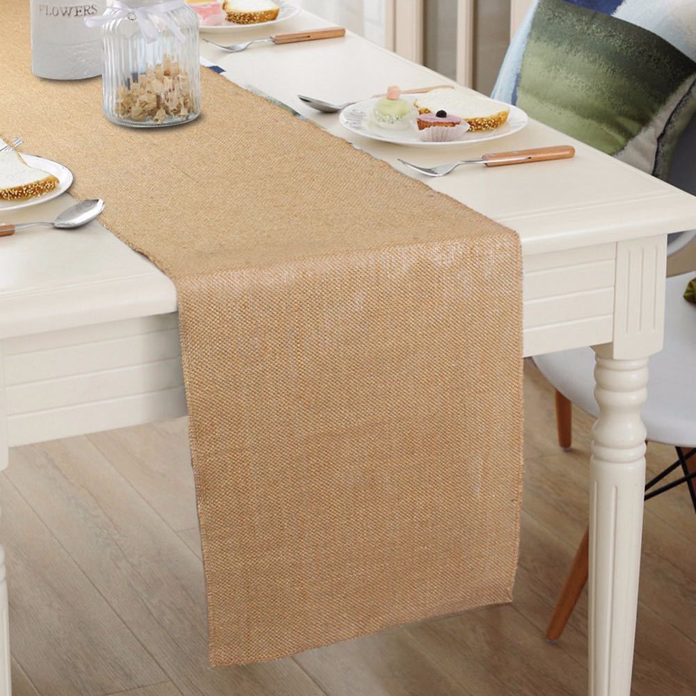 Natural Burlap Table Runners 12" x 108" Rustic Linen Runner Natural