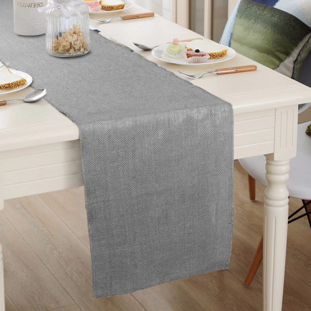 Natural Burlap Table Runners 12" x 108" Rustic Linen Runner Slate Gray