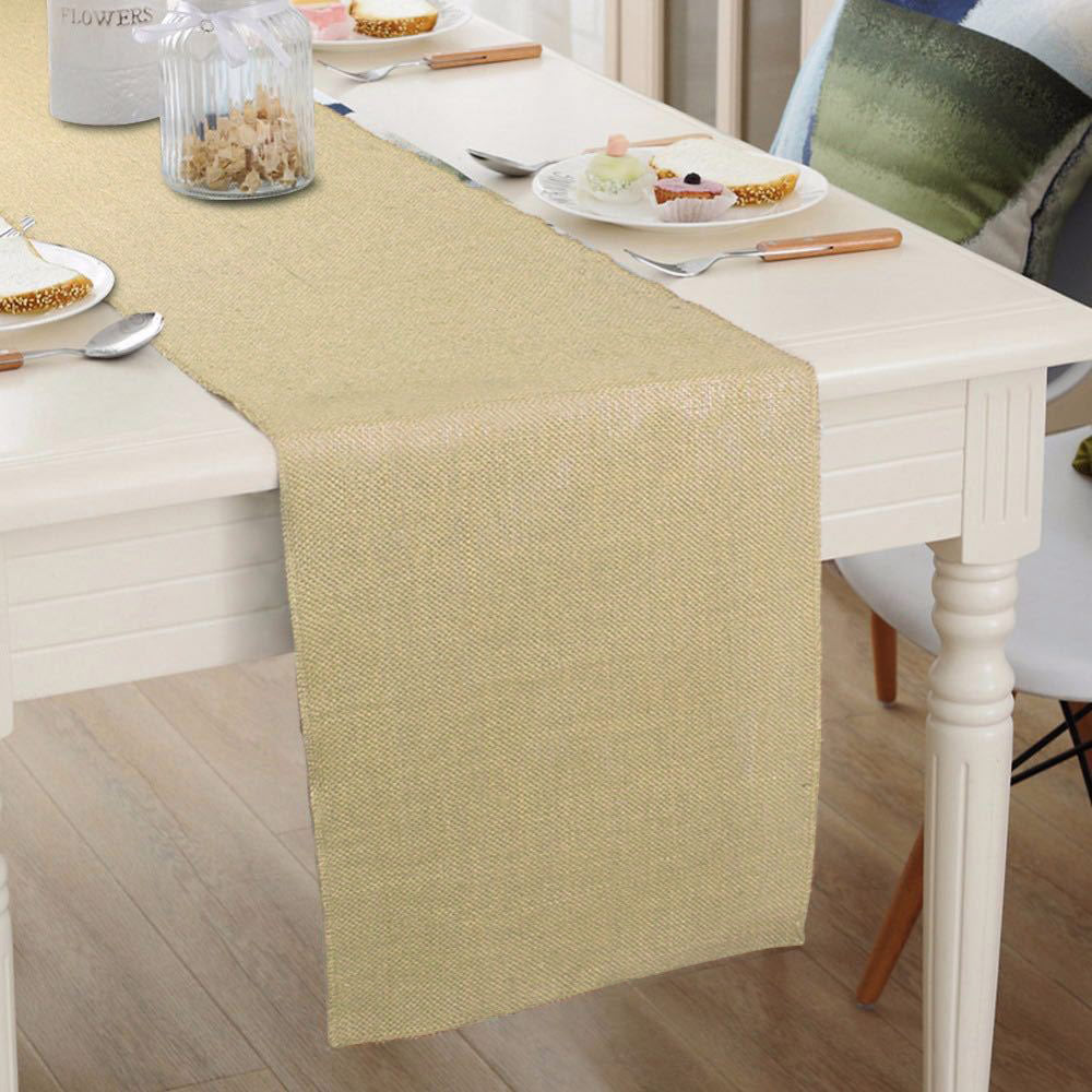 Natural Burlap Table Runners 12" x 108" Rustic Linen Runner Champagne