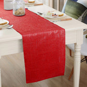 Natural Burlap Table Runners 12" x 108" Rustic Linen Runner Burgundy