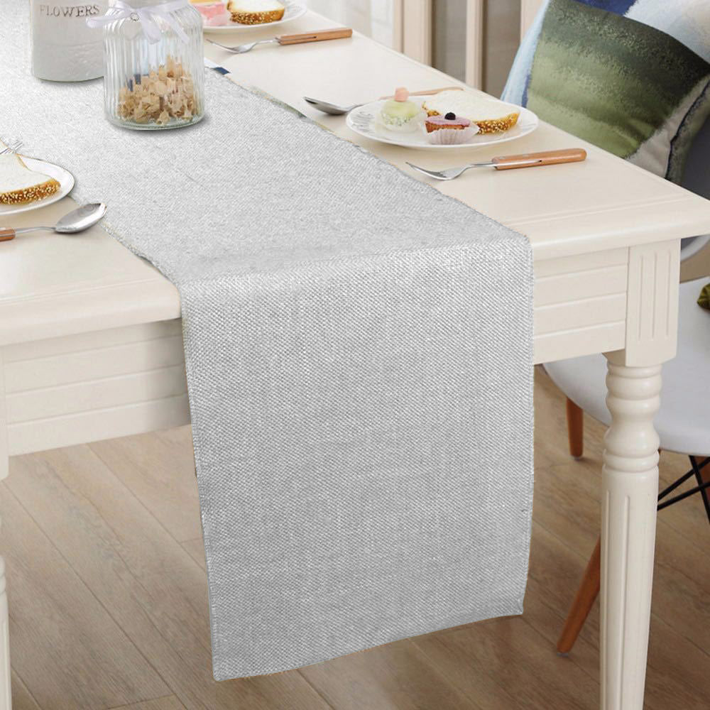 Natural Burlap Table Runners 12" x 108" Rustic Linen Runner Light Gray